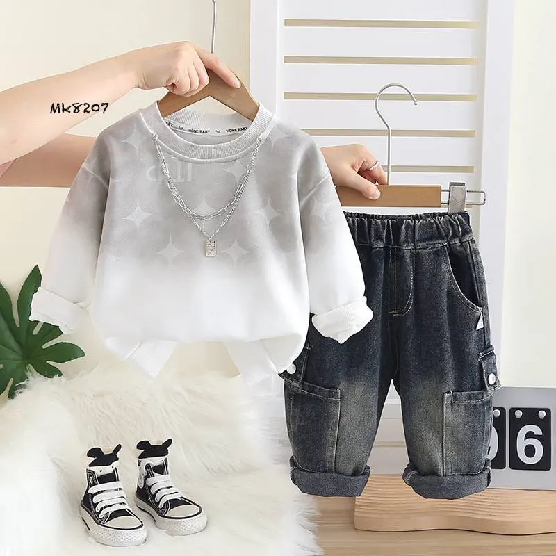 ست پولوشرت و شلوار ستاره ای پسرانه (مناسب کودکان ۱ تا ۵ سال)