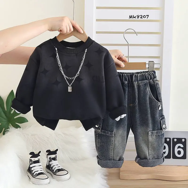 ست پولوشرت و شلوار ستاره ای پسرانه (مناسب کودکان ۱ تا ۵ سال)