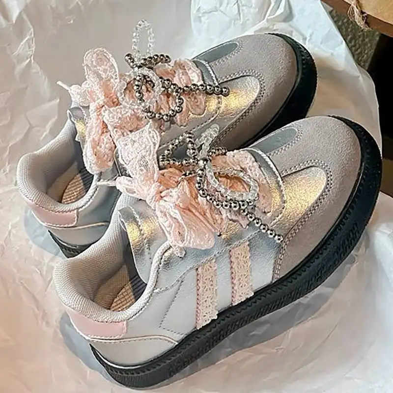 کفش کتونی مجلسی دخترانه توردار