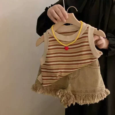 ست تاپ شلوارک جین دخترانه (مناسب ۲ تا ۹ سال)