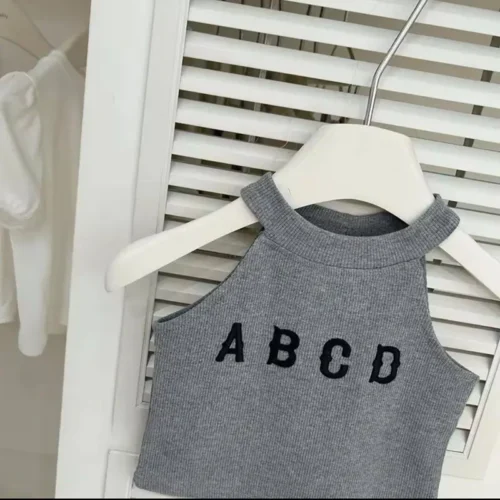 ست تاپ شلوارک دخترانه طرح ABCD (مناسب ۲ تا ۷ سال)