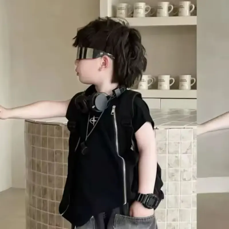 ست تیشرت و شلوارک جین زاپدار پسرانه (مناسب ۲ تا ۹ سال)